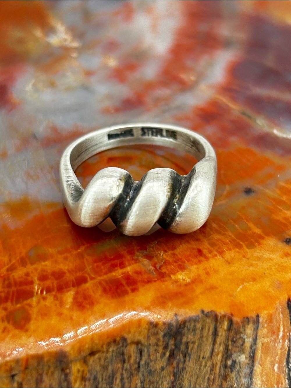 Vintage Sterling Silver Swirl Ring - Size 6.5
